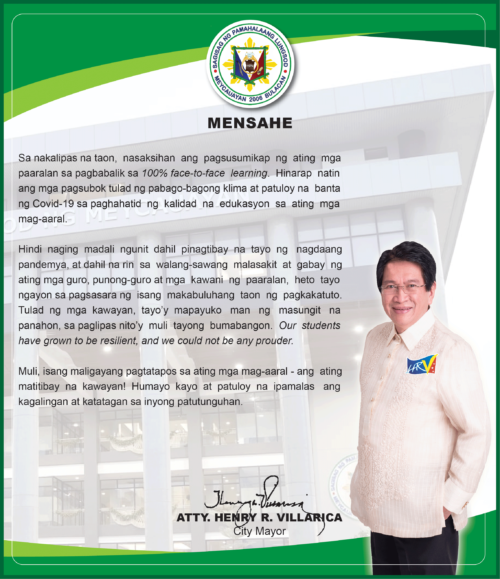 Graduation Message – Atty. Henry R. Villarica – City Mayor - SDO ...